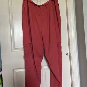 Coral Elastic Waist Cargo Pants